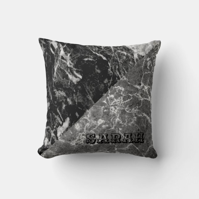 Cool Trendy Black Marble Cushion (Front)