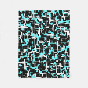 Cool Trendy Black White Blue Pattern Fleece Blanket