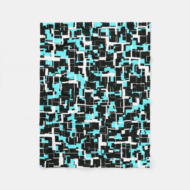 Cool Trendy Black White Blue Pattern Fleece Blanket (Front)