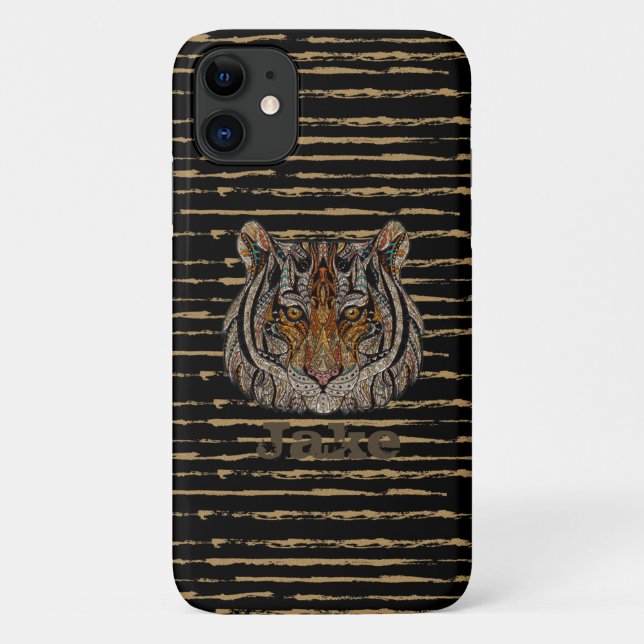 Cool Trendy Bleck and Brown Lion  Case-Mate iPhone Case (Back)