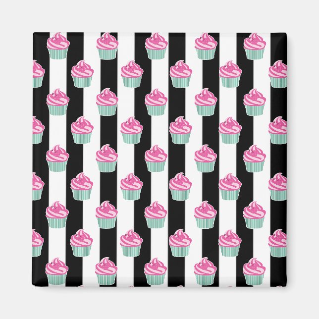 Cool Trendy Bleck and Withe, Cup Cakes Magnet (Front)