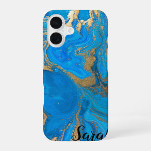 Cool Trendy Blue Marble Case-Mate iPhone Case
