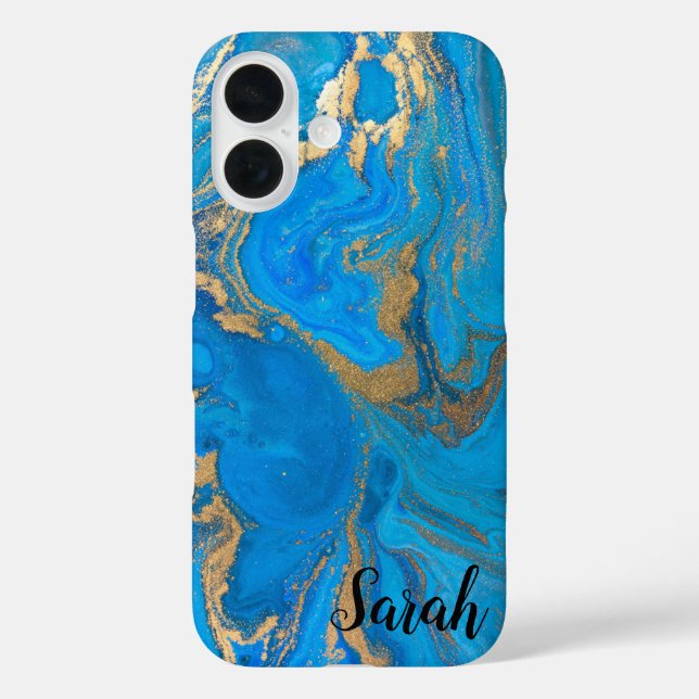 Cool Trendy Blue Marble  Case-Mate iPhone Case (Back)