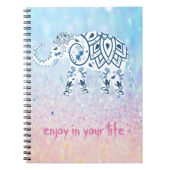 Cool Trendy Bokeh Elephant  Notebook (Front)