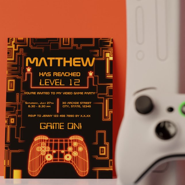 Cool Trendy Boy Console Controller Gamer Birthday Invitation (Cool Trendy Boy Console Controller Gamer Birthday Invitation)