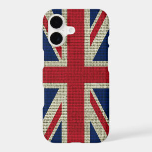 Cool trendy British flag burlap texture