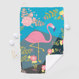 Cool Trendy Chic Cute Pink Girly Floral Flamingo Golf Towel