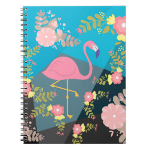 Cool Trendy Chic Cute Pink Girly Floral Flamingo Notebook