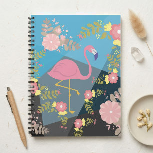 Cool Trendy Chic Cute Pink Girly Floral Flamingo Notebook