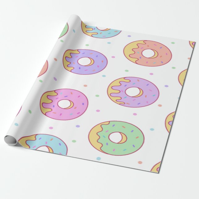 Cool Trendy Colourful Doughnuts Wrapping Paper (Unrolled)