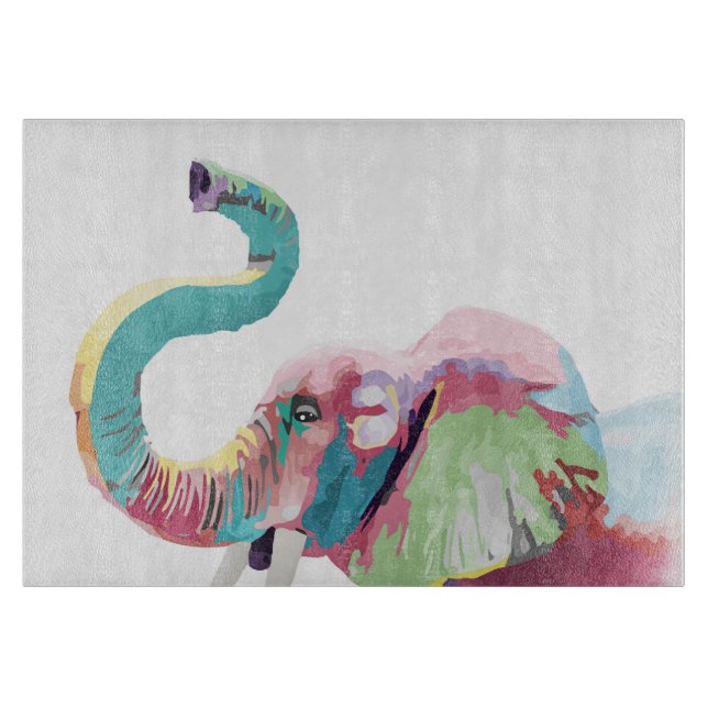 Cool Trendy Colourful Elephant  Cutting Board (Front)