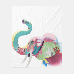 Cool Trendy Colourful Elephant Fleece Blanket