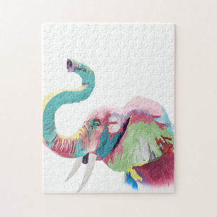 Cool Trendy Colourful Elephant  Jigsaw Puzzle