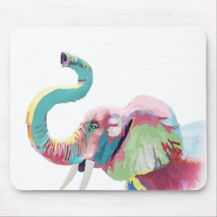 Cool Trendy Colourful Elephant  Mouse Pad
