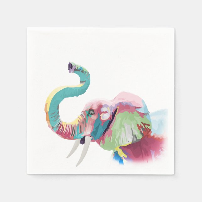 Cool Trendy Colourful Elephant  Napkin (Front)