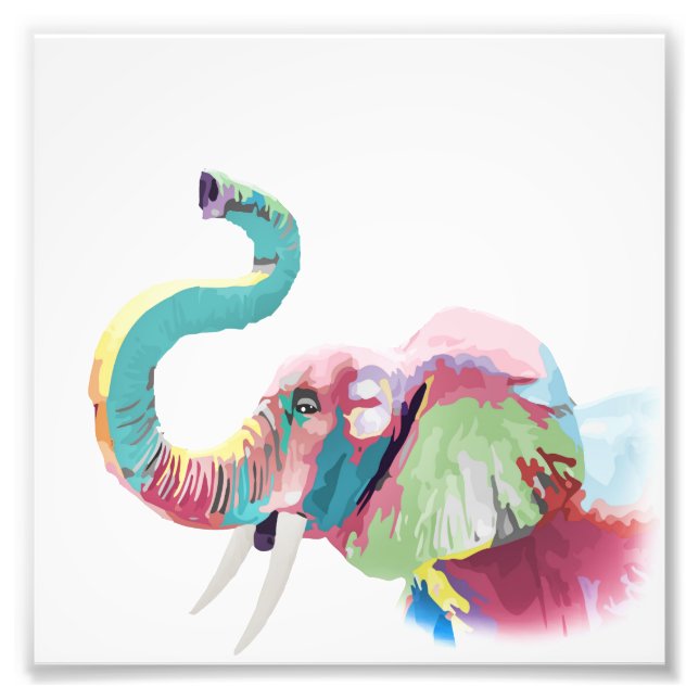 Cool Trendy Colourful Elephant  Photo Print (Front)