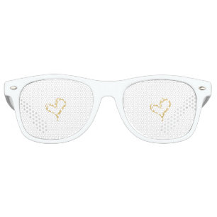 Cool  Trendy Gold Glitter Heart Retro Sunglasses