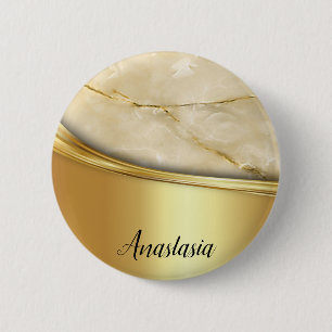 Cool Trendy Gold Marble 6 Cm Round Badge