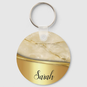 Cool Trendy Gold Marble Key Ring