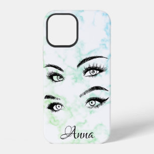 Cool Trendy Green Marble, Eyes iPhone 12 Case