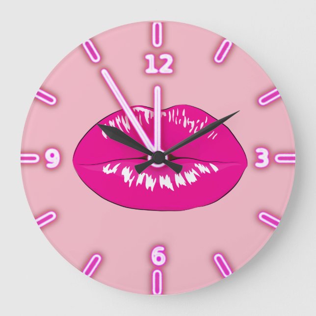 Cool Trendy Lips -Personalised Large Clock (Front)