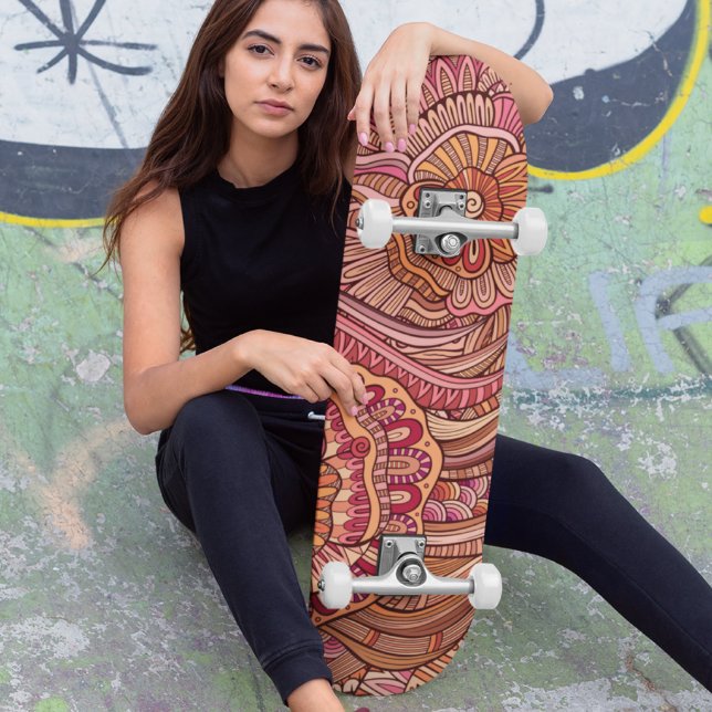 Cool Trendy Modern Abstract Floral Pattern Skateboard