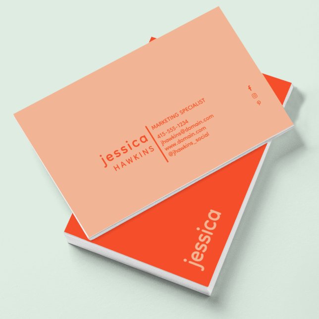 Cool Trendy Modern Burnt Orange & Peach Business Card (Creator Uploaded)