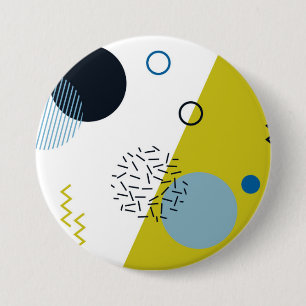 Cool, trendy, modern, Memphis green blue geometric 7.5 Cm Round Badge