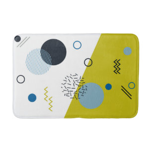 Cool, trendy, modern, Memphis green blue geometric Bath Mat