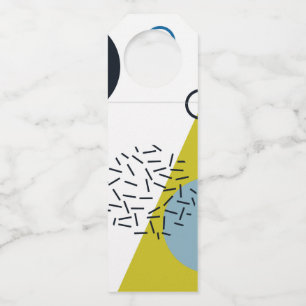 Cool, trendy, modern, Memphis green blue geometric Bottle Tag
