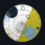 Cool, trendy, modern, Memphis green blue geometric Dartboard<br><div class="desc">Cool,  unique,  trendy,  urban abstract illustration pattern art made with geometric shapes in Memphis style with bold and bright colours. Fun,  playful and modern graphic design artwork.</div>