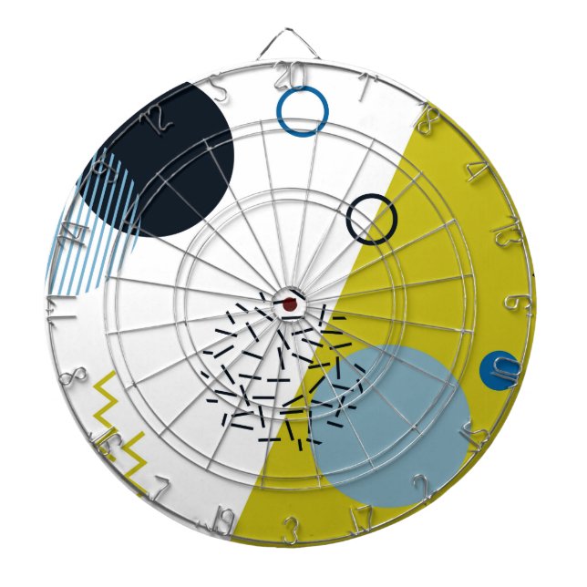 Cool, trendy, modern, Memphis green blue geometric Dartboard (Front)