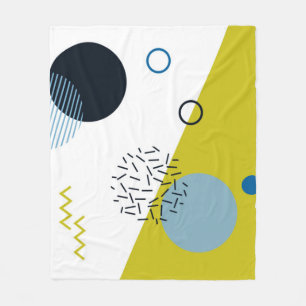 Cool, trendy, modern, Memphis green blue geometric Fleece Blanket