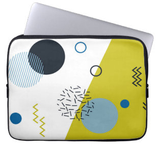Cool, trendy, modern, Memphis green blue geometric Laptop Sleeve