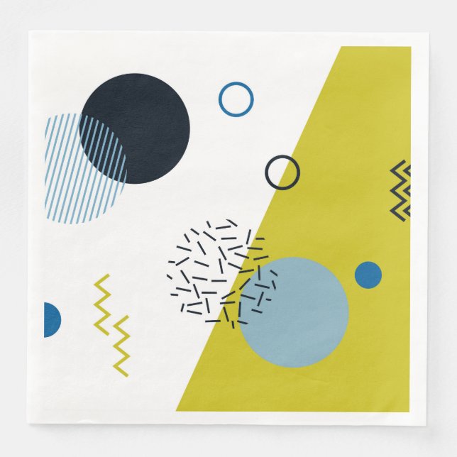 Cool, trendy, modern, Memphis green blue geometric Napkin (Front)