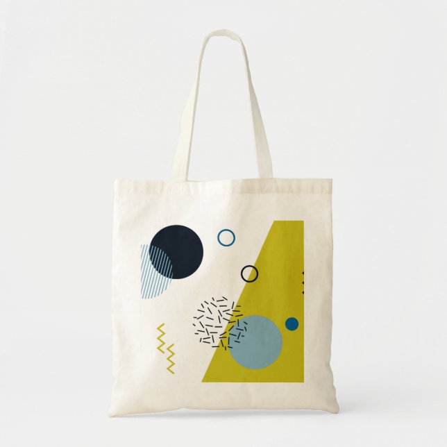 Cool, trendy, modern, Memphis green blue geometric Tote Bag (Front)
