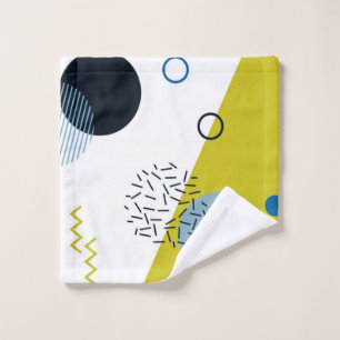 Cool, trendy, modern, Memphis green blue geometric Wash Cloth