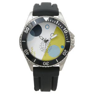 Cool, trendy, modern, Memphis green blue geometric Watch