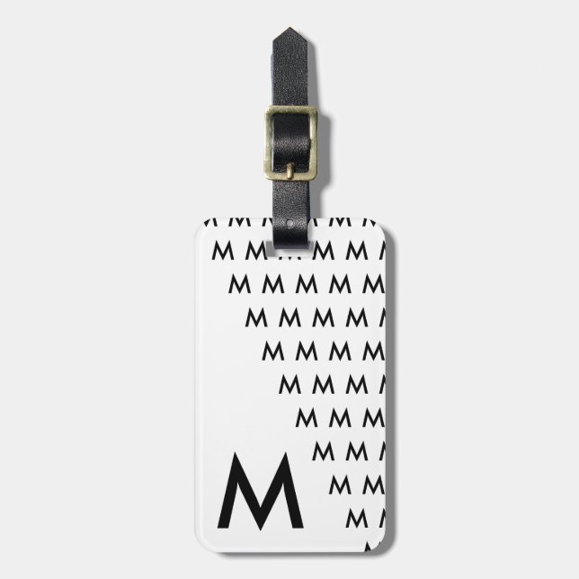 Cool Trendy Modern Unique Monogram Luggage Tag (Front Vertical)