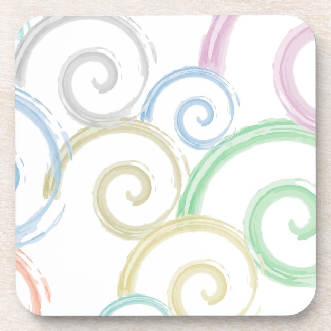 Cool, trendy, modern wave water color brushes coaster (Front)