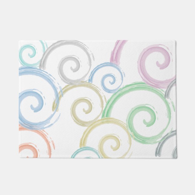 Cool, trendy, modern wave water colour brushes doormat (Front)