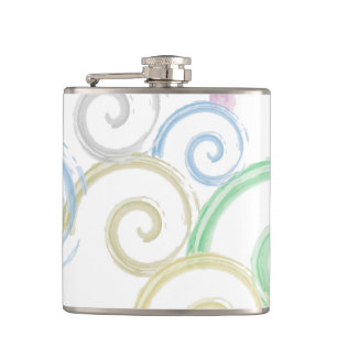 Cool, trendy, modern wave water colour brushes hip flask