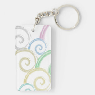 Cool, trendy, modern wave water colour brushes key ring