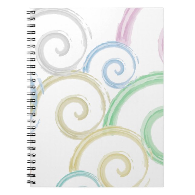 Cool, trendy, modern wave water colour brushes notebook (Front)