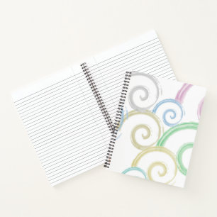 Cool, trendy, modern wave water colour brushes notebook