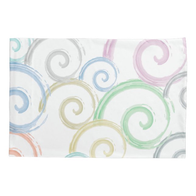 Cool, trendy, modern wave water colour brushes pillowcase (Back)