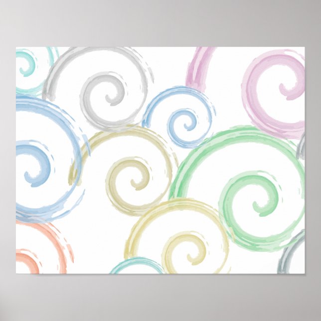 Cool, trendy, modern wave water colour brushes poster (Front)