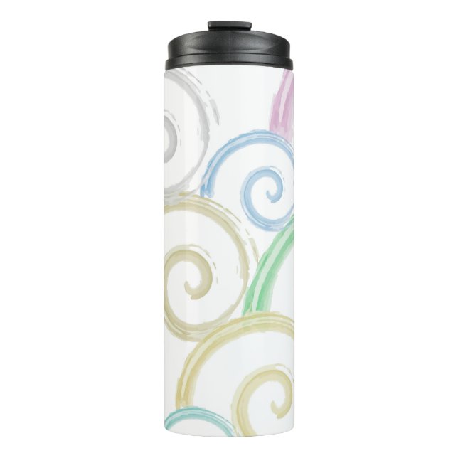 Cool, trendy, modern wave water colour brushes thermal tumbler (Front)