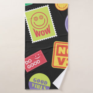 Cool Trendy Patches Design. Abstract background wi Bath Towel