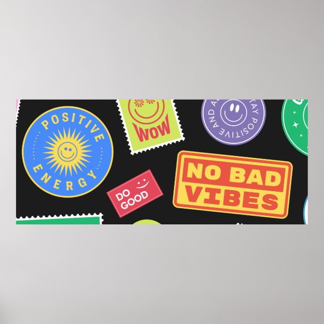 Cool Trendy Patches Design. Abstract background wi Poster (Front)